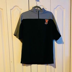 Mizuno Performance Shirt Mens Med Black Gray 1/4 Zip Short Sleeve Lightweight.